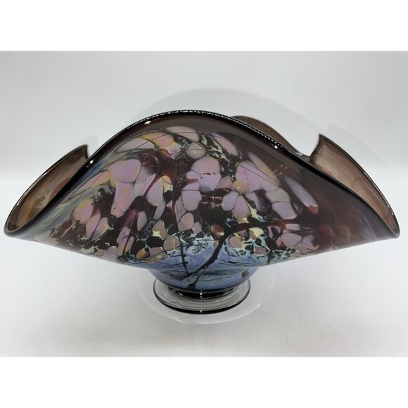 Buzz Williams Studio Art Glass Bowl Abstract Shape Alder House Signed 2004 Bowl - Picture 9 of 14